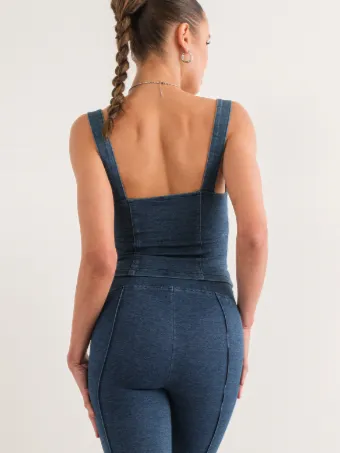 Cotton Denim Corset Top