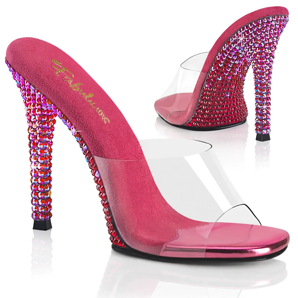 Clear Fuchsia Rhinestone GALA-01DMM with 4 Inch Heel