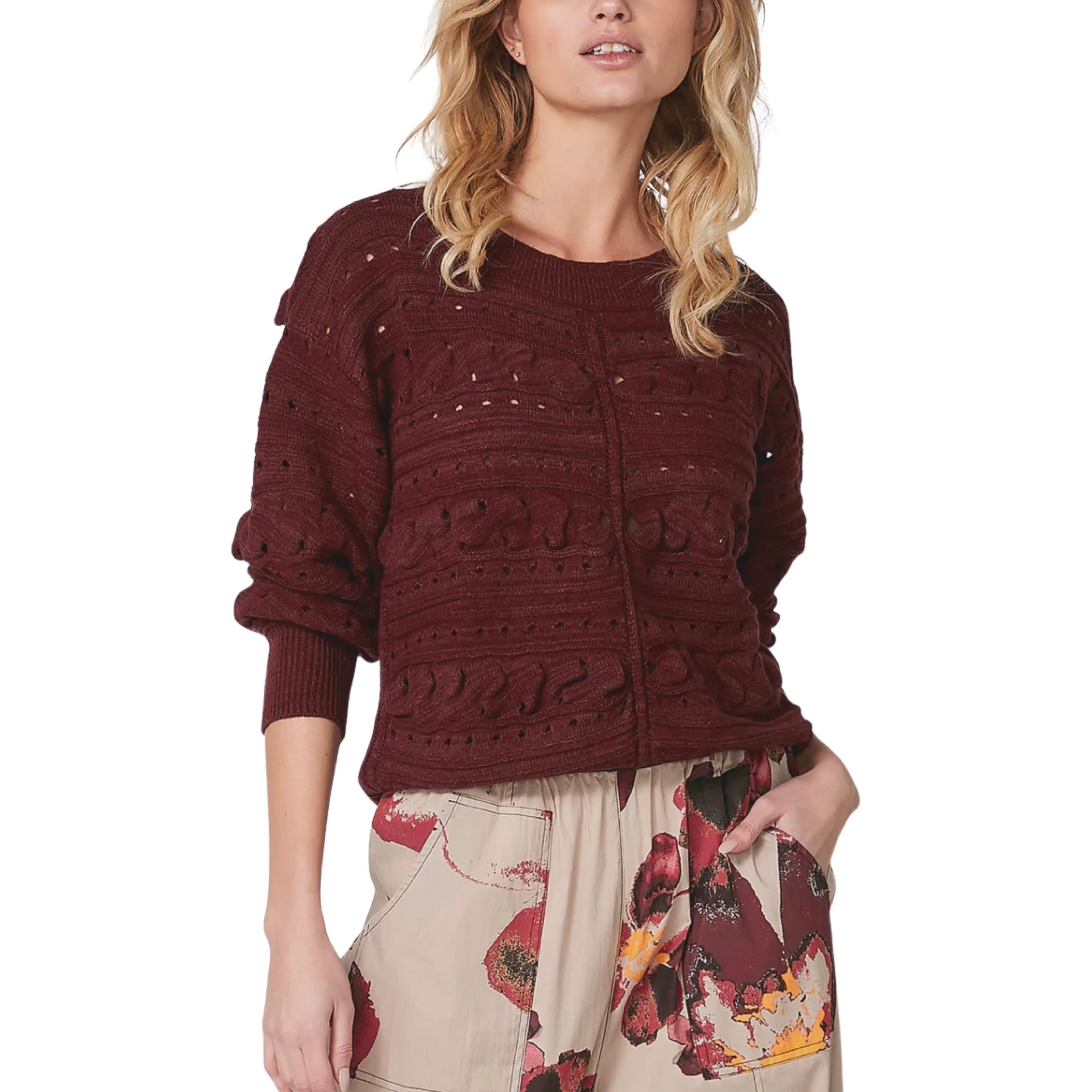 Wine Knit Top