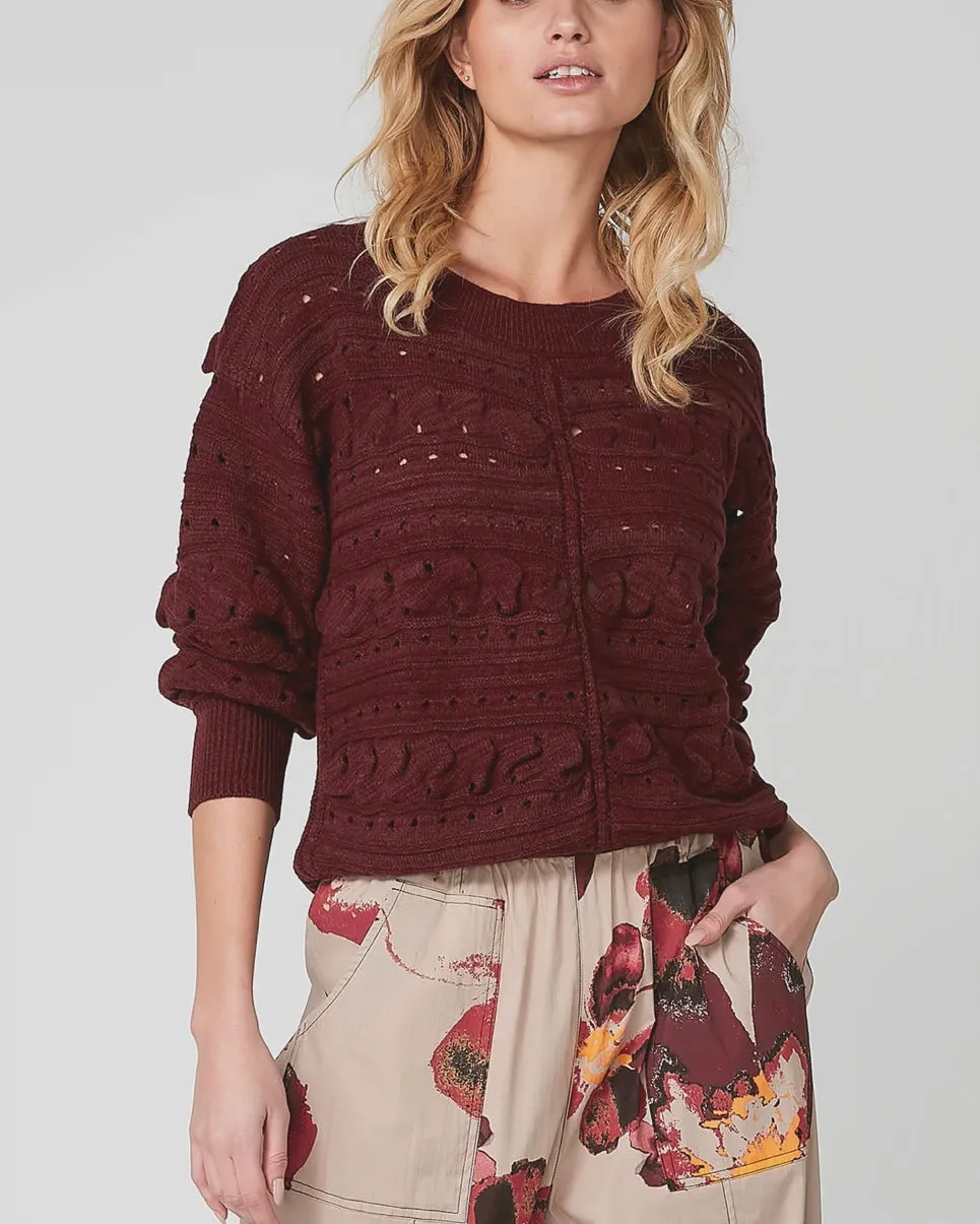 Wine Knit Top