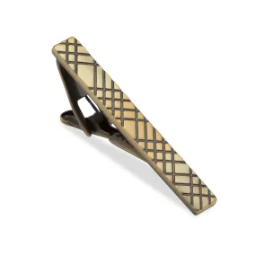 Brass Tie Bar with Crosshatch Design