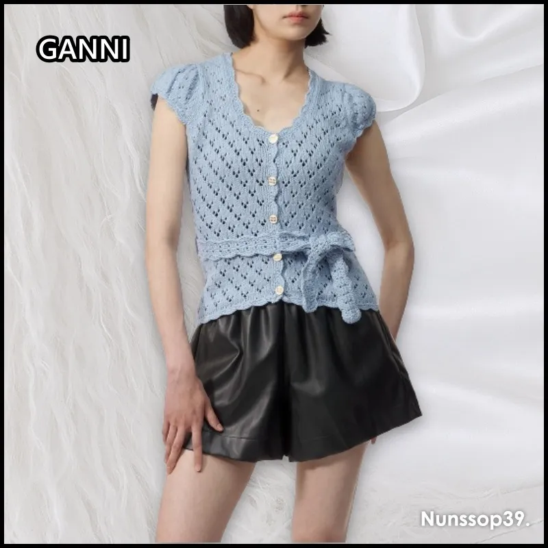 Ganni Plain Short Sleeve Party Top