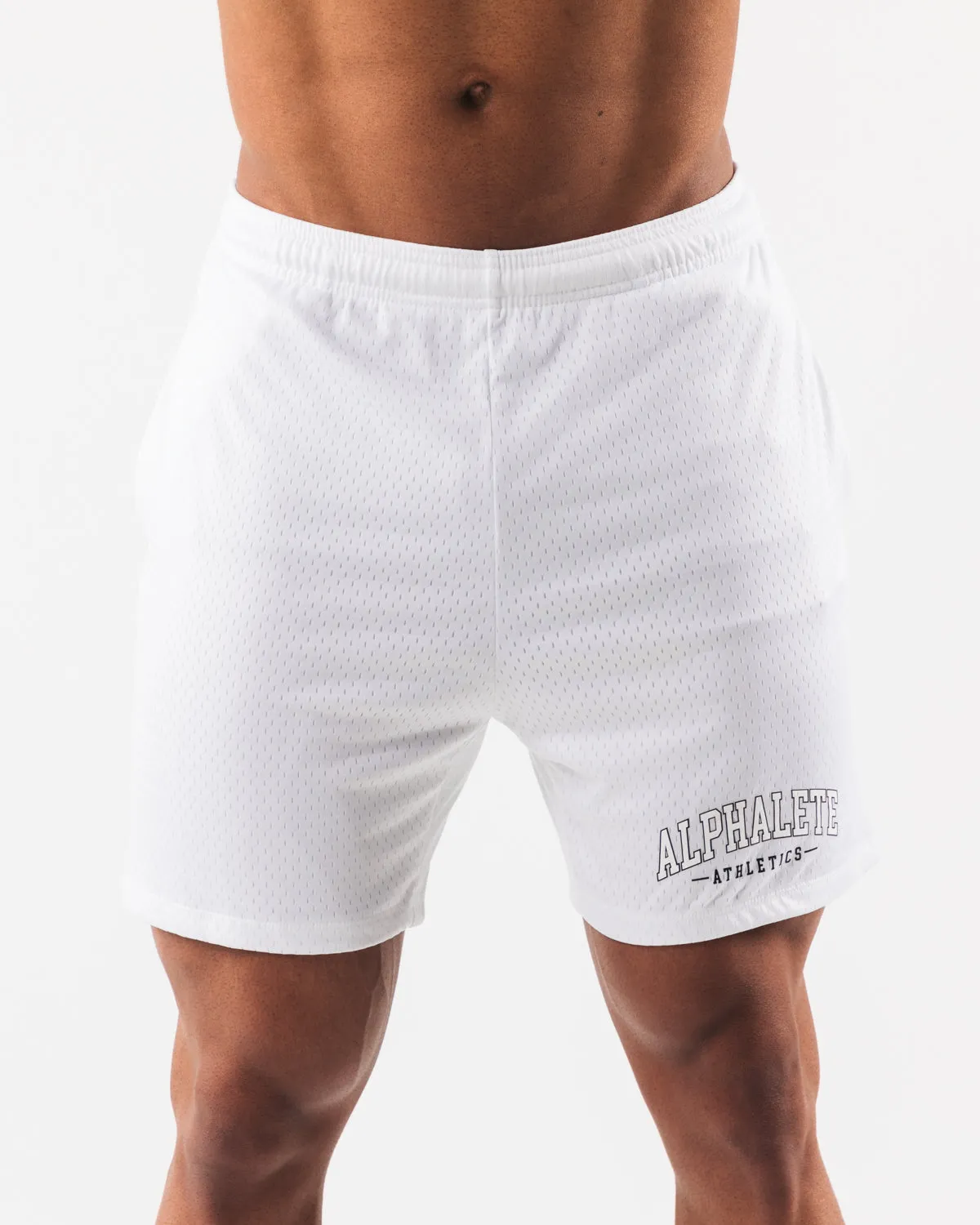 White Mesh Sports Shorts