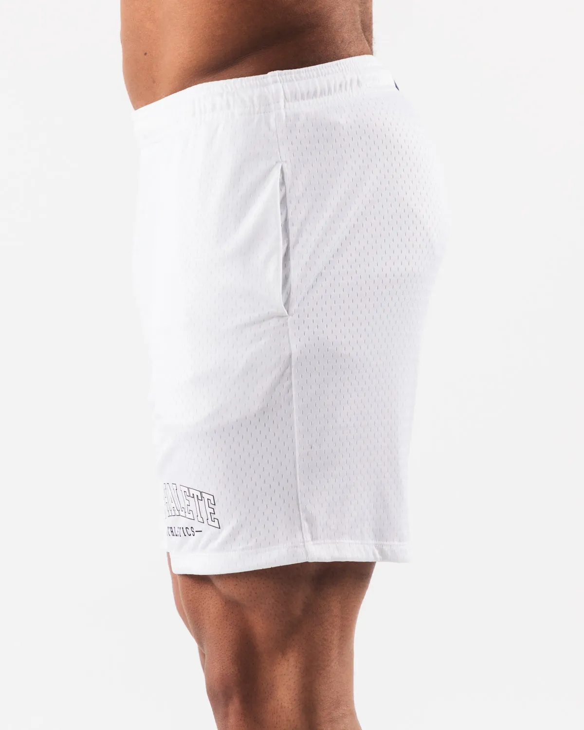 White Mesh Sports Shorts