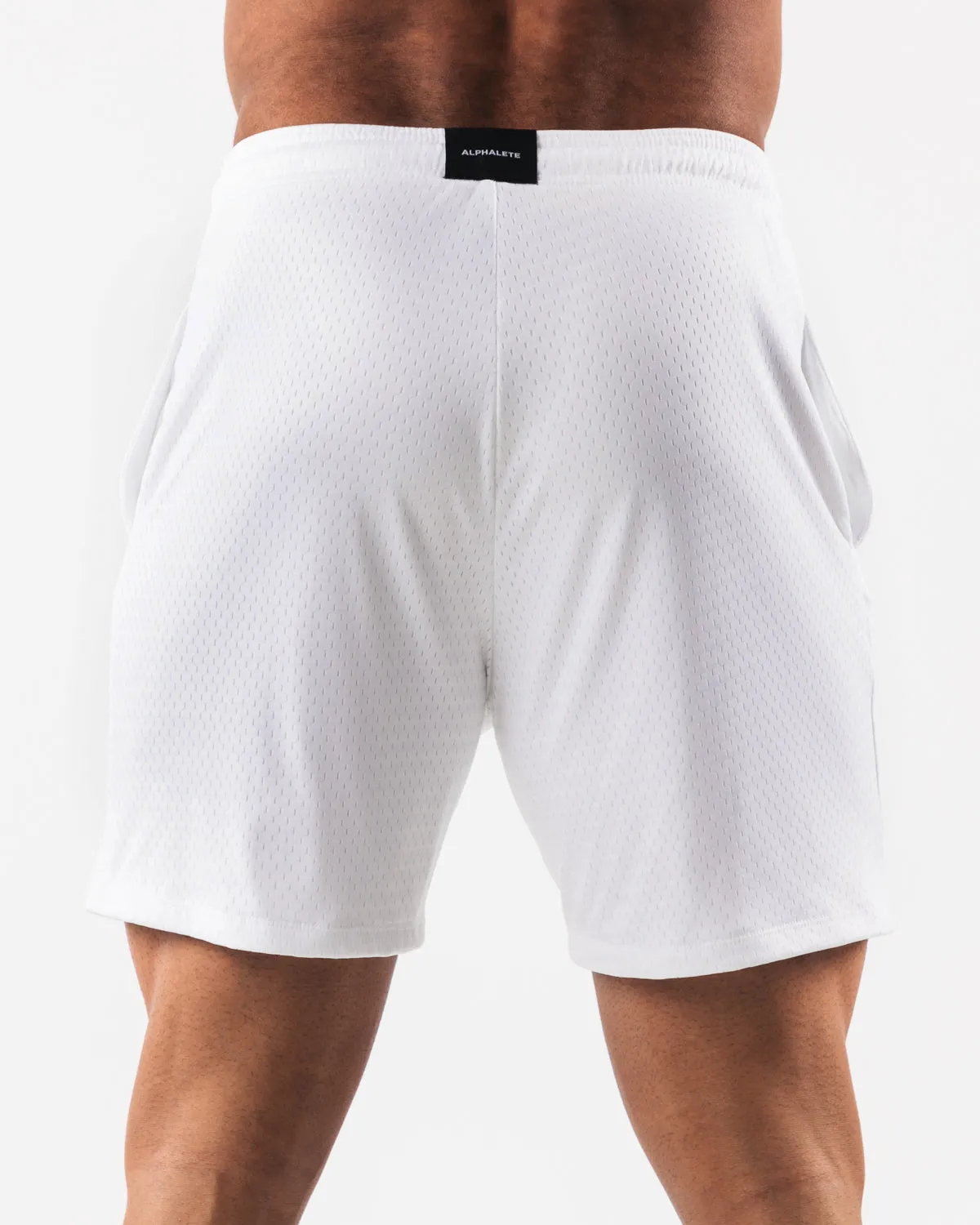 White Mesh Sports Shorts