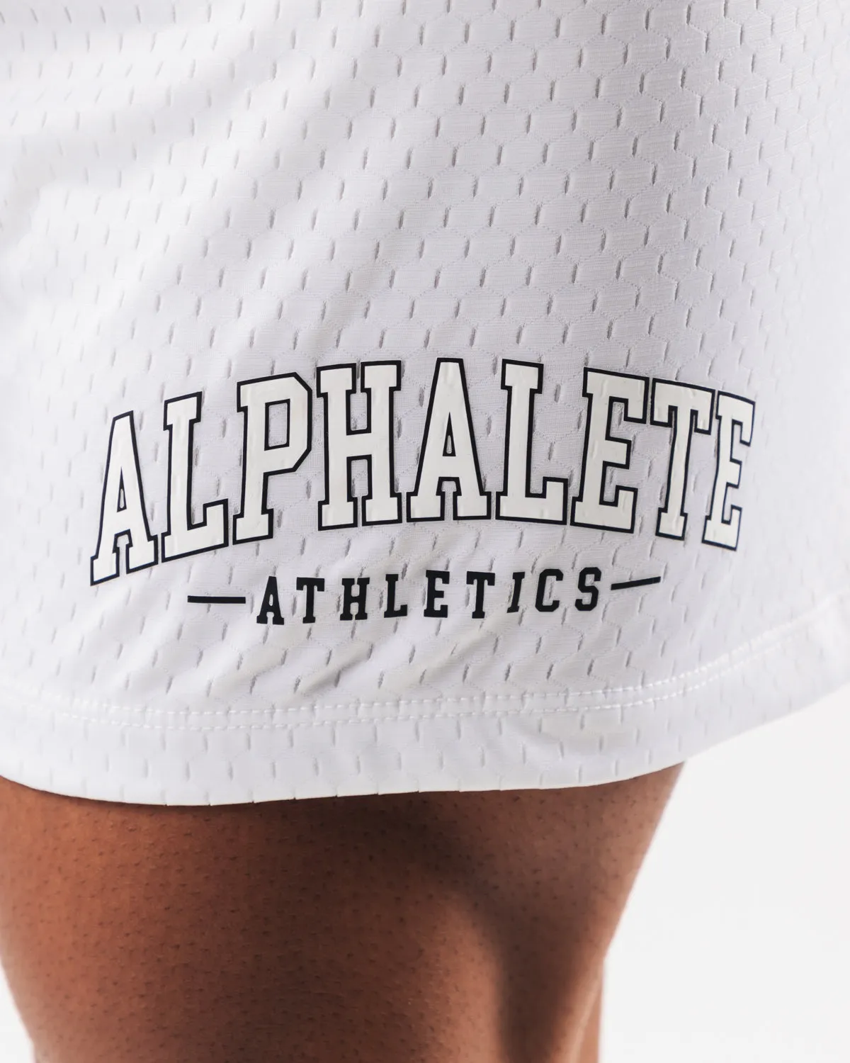 White Mesh Sports Shorts