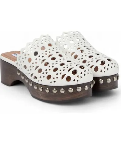 ALAÏA Women's Flat Clogs In Blanc Casse