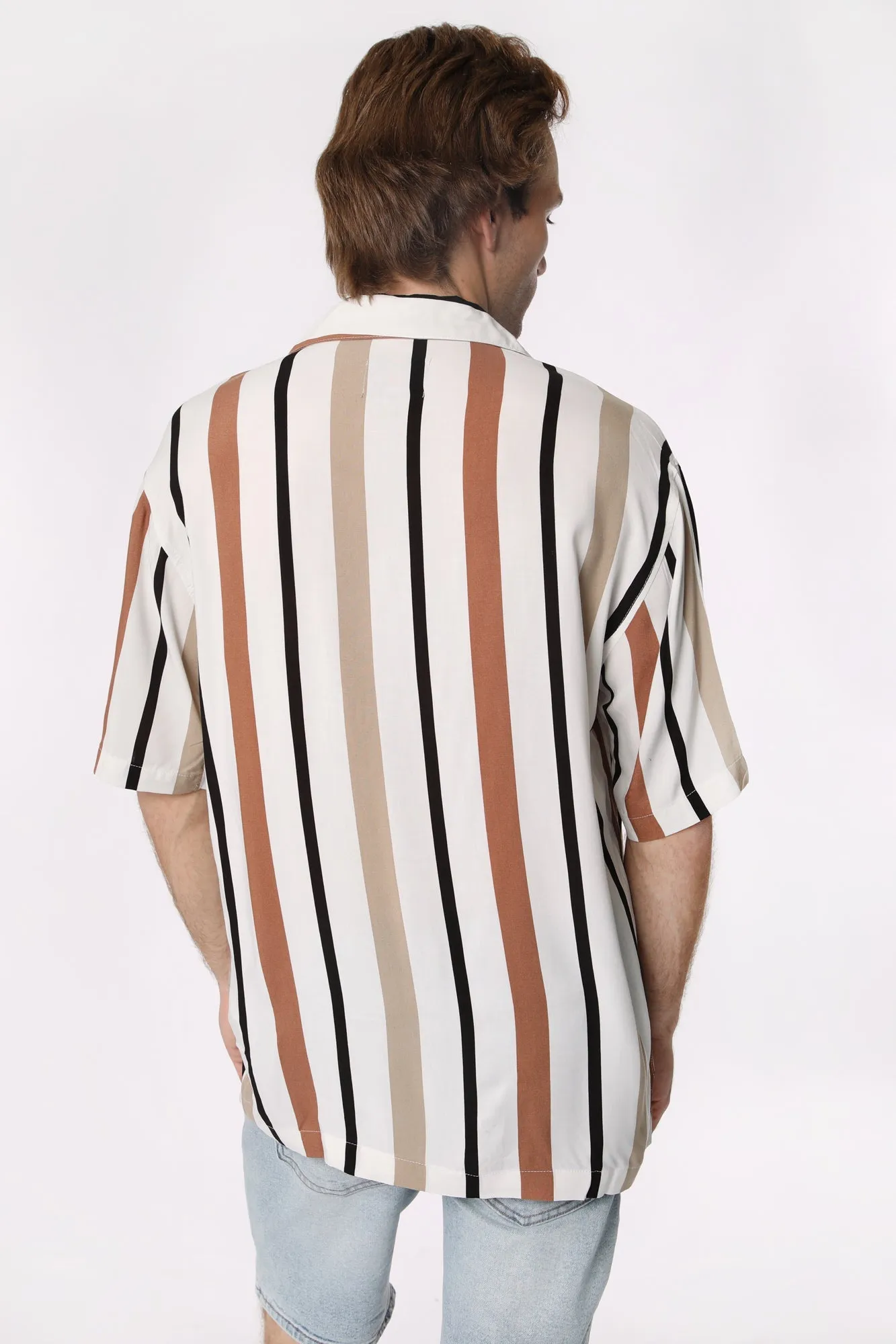 Striped Rayon Button-Up