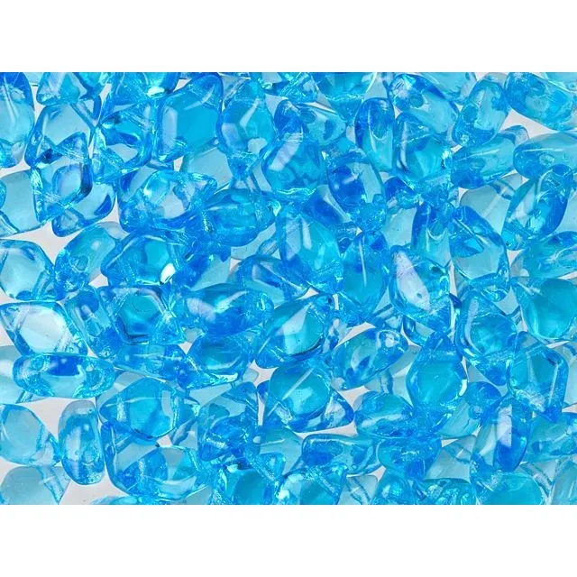 Czech Glass GemDuo, 2-Hole Diamond Shaped Beads 8x5mm, Aquamarine