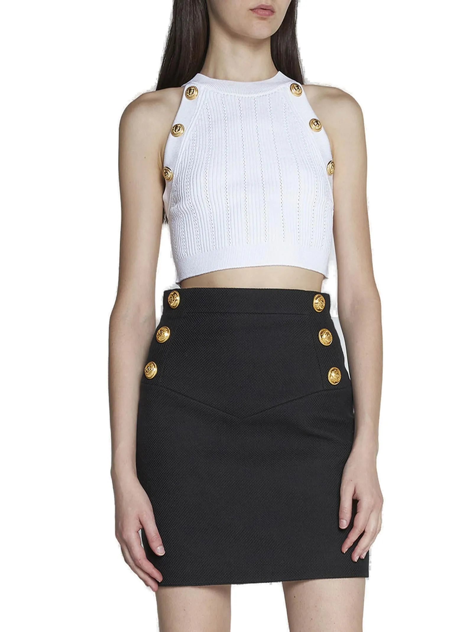 Knitted Top with Button Embellishments by Balmain