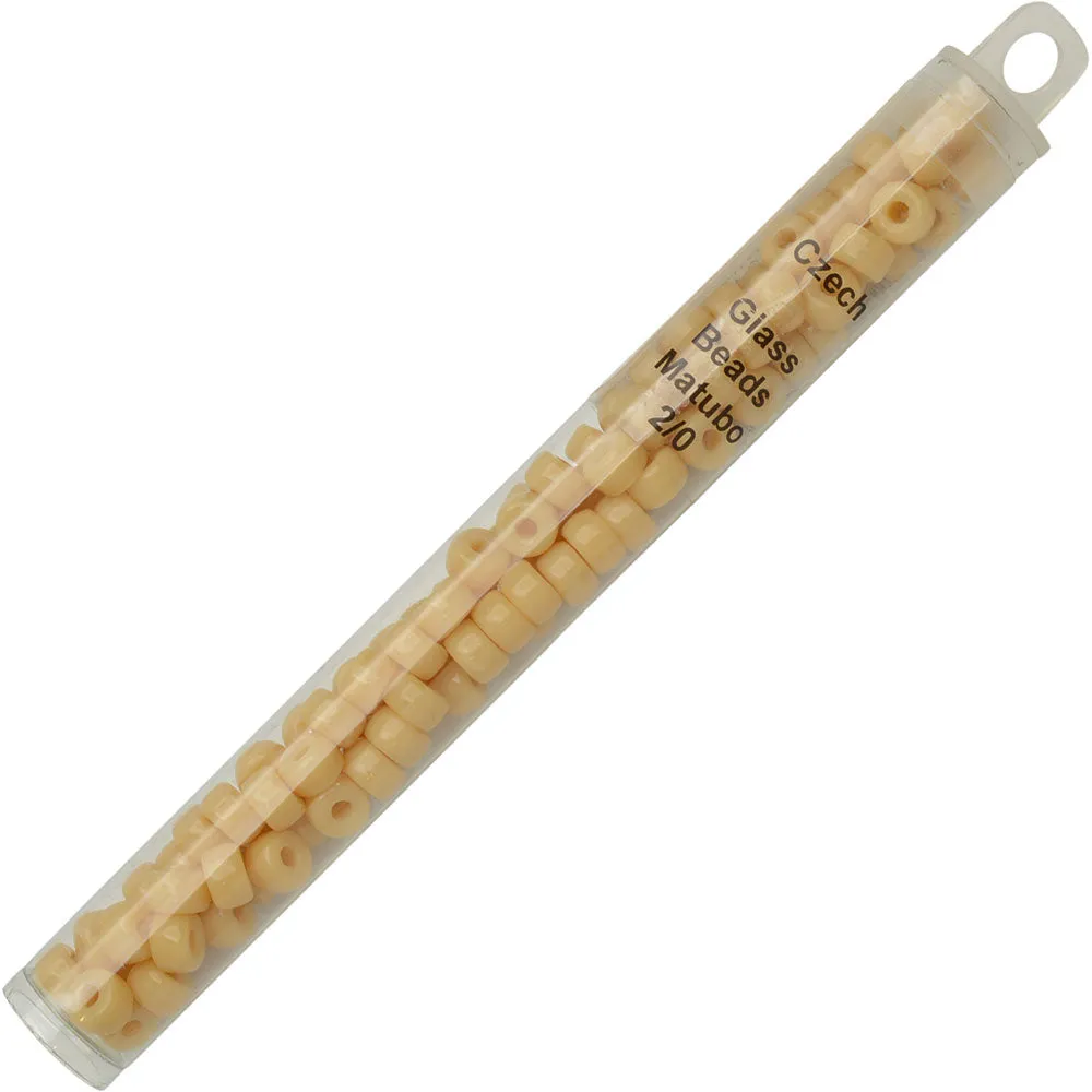 Beige Opaque Czech Glass Beads, 2/0 Size, 20 Gram Tube