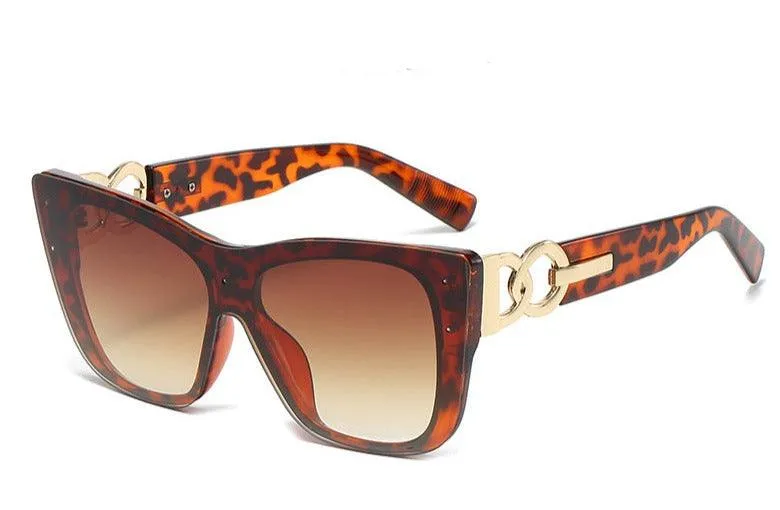 Big Frame Sunglasses with Cat Eye Rice Nail Design