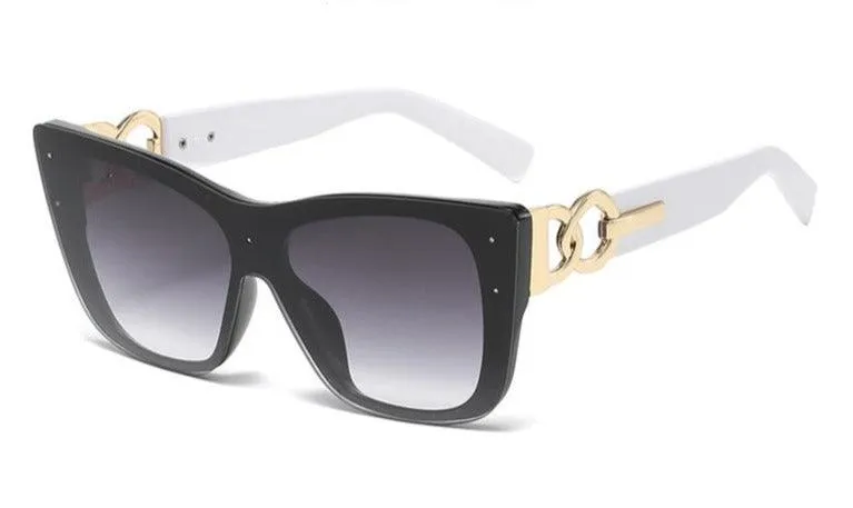 Big Frame Sunglasses with Cat Eye Rice Nail Design