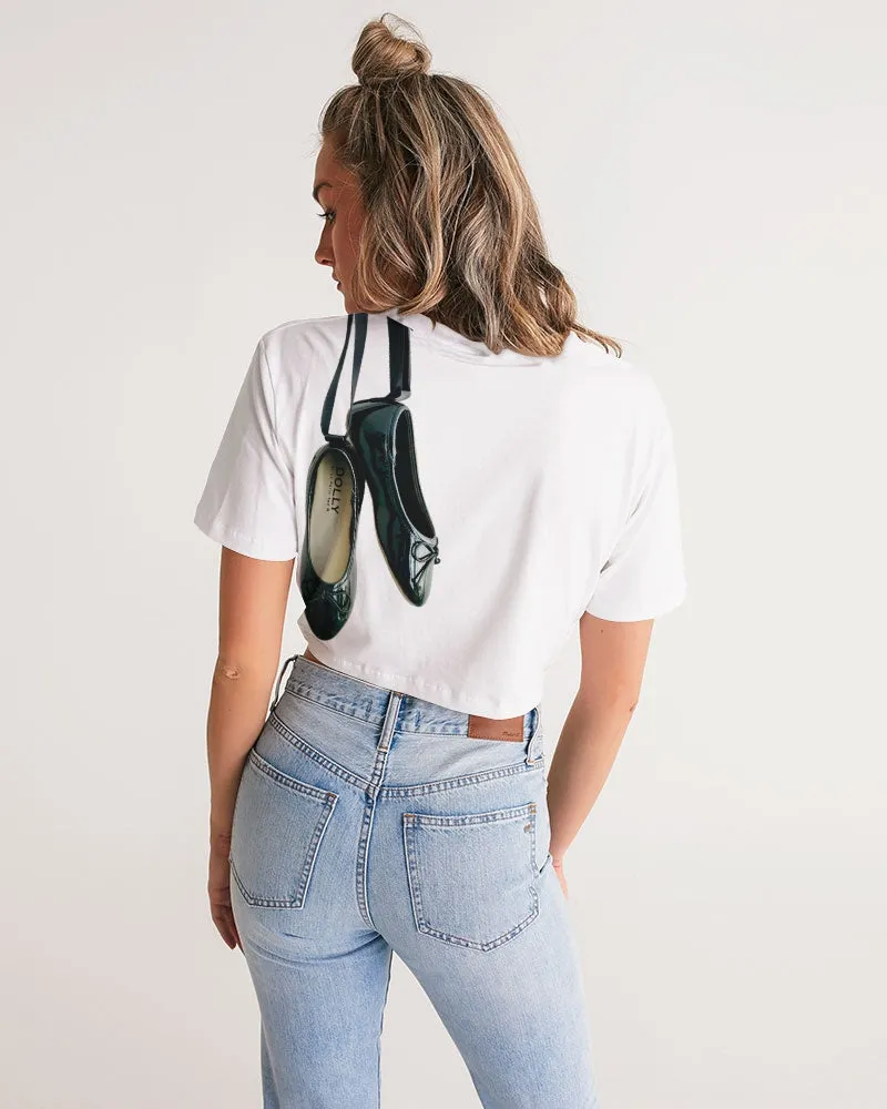 Black Twist-Front Cropped Tee