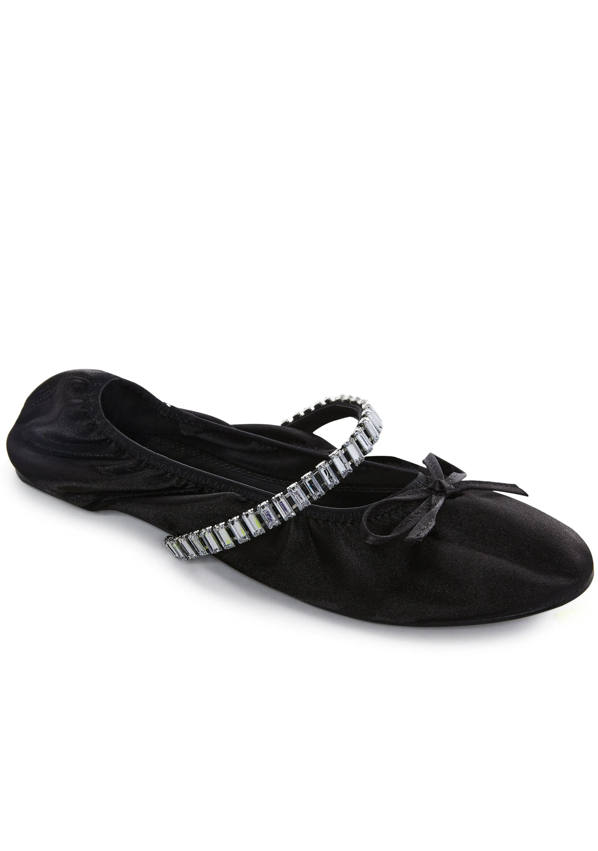 Black Diamante Ballet Flats