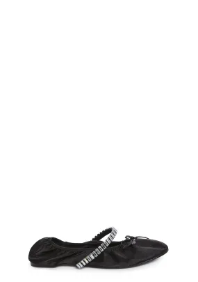 Black Diamante Ballet Flats