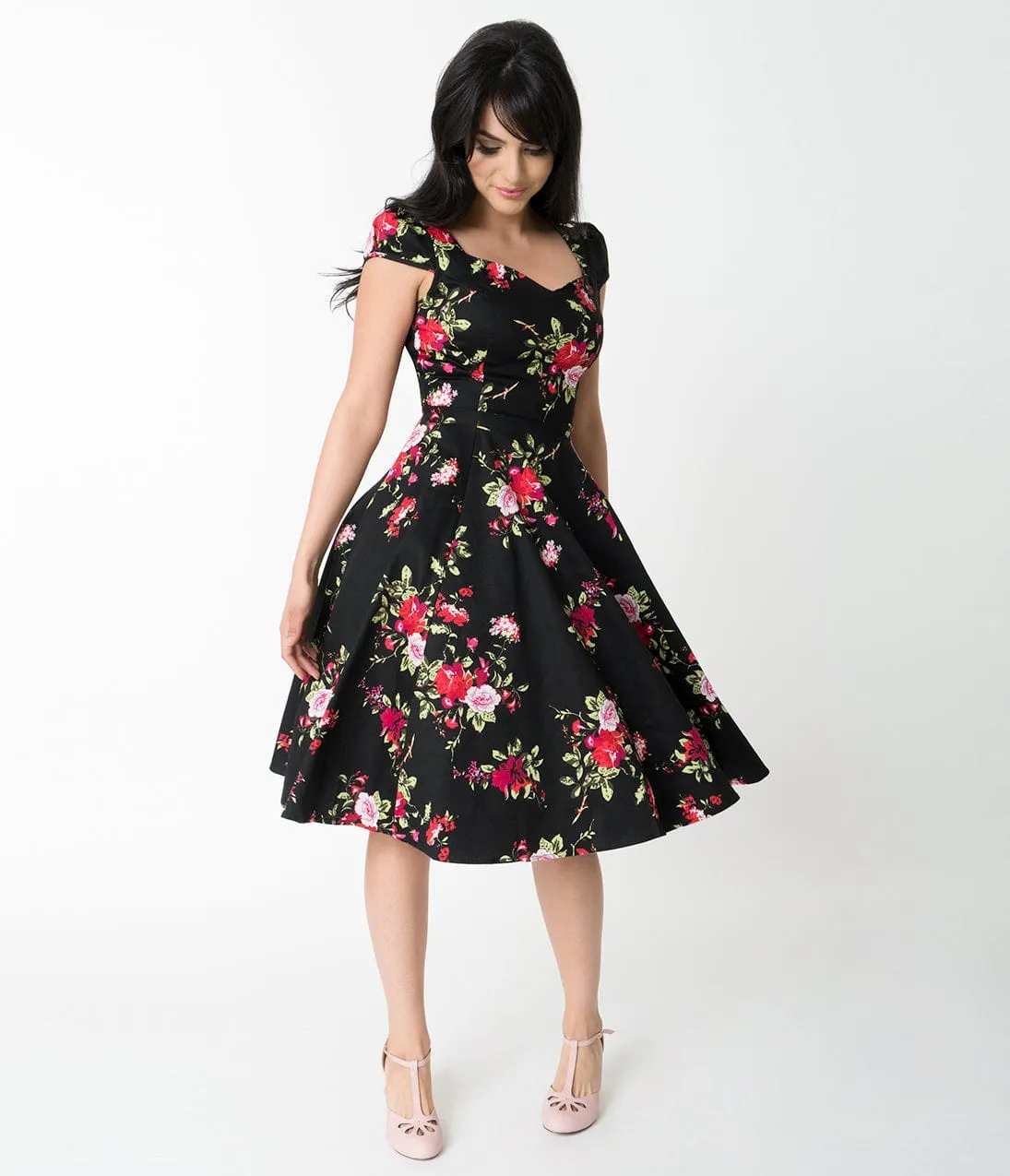 Vintage Black Floral Ballet Dress