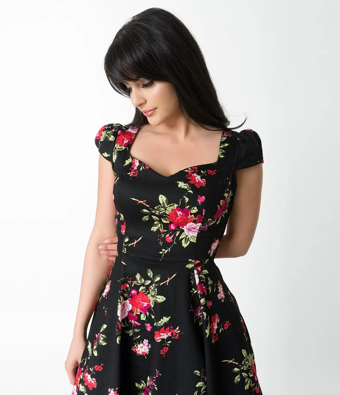 Vintage Black Floral Ballet Dress