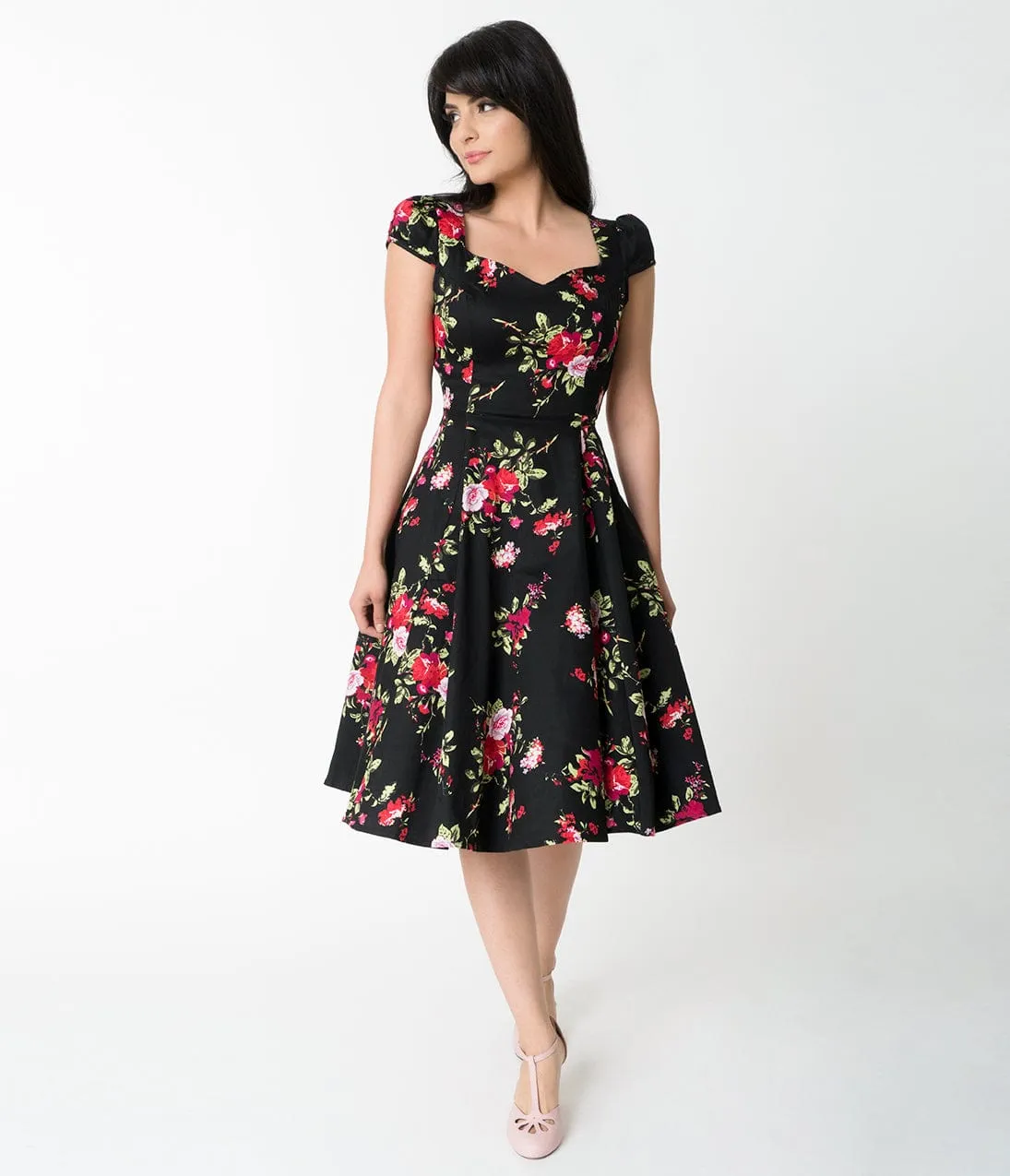 Vintage Black Floral Ballet Dress