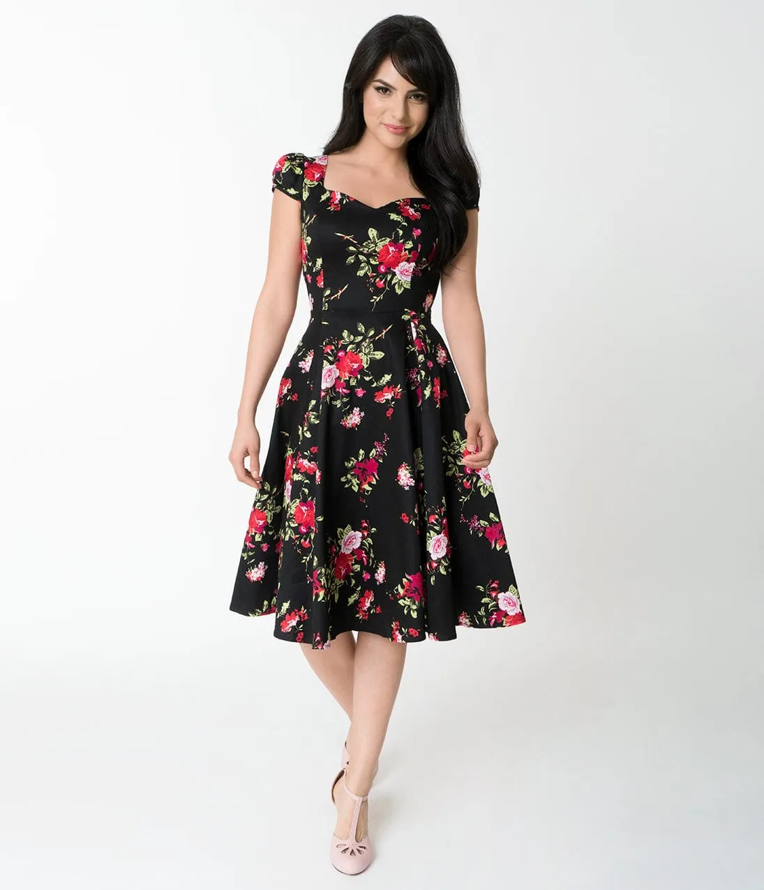 Vintage Black Floral Ballet Dress