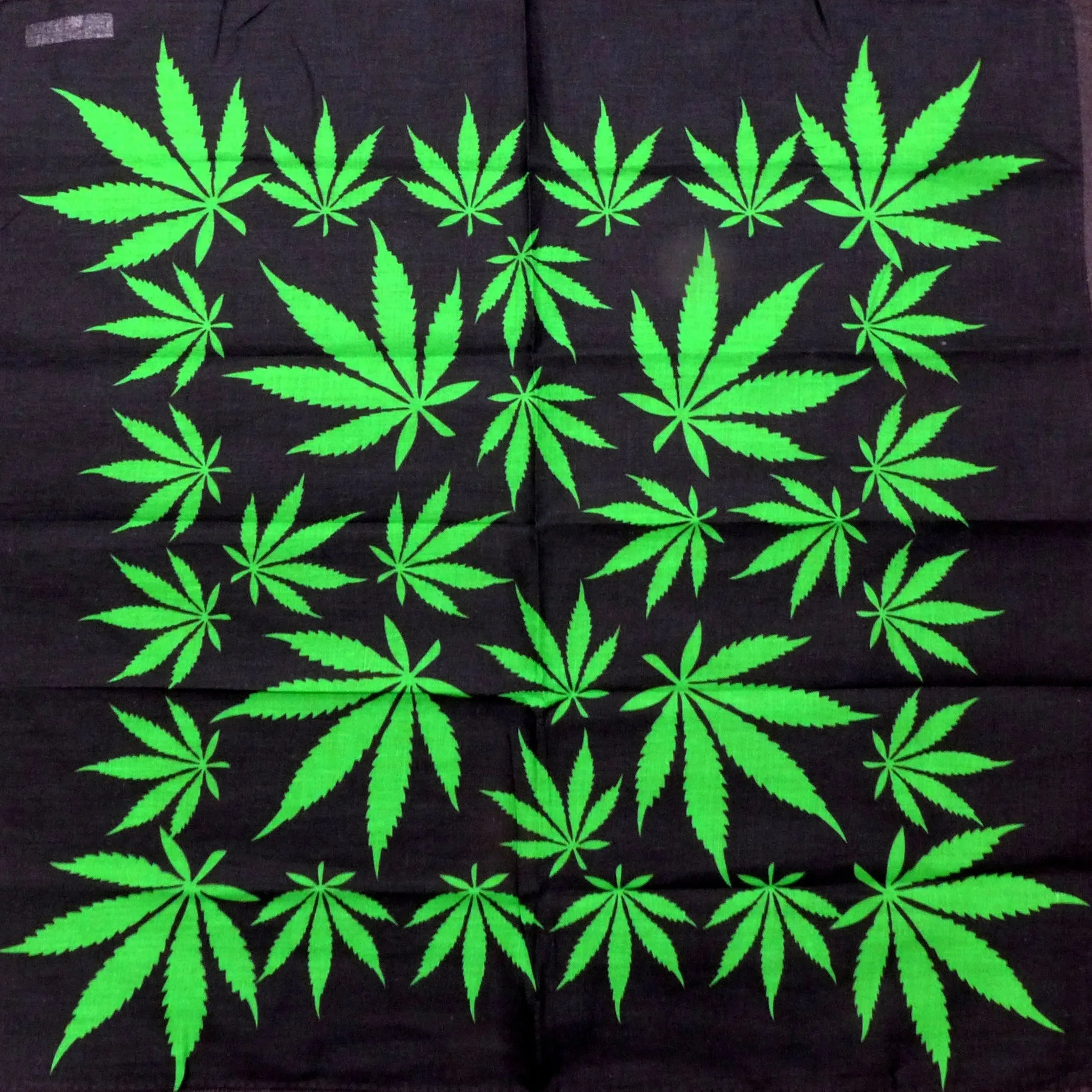 Cannabis Print Black Square Scarf