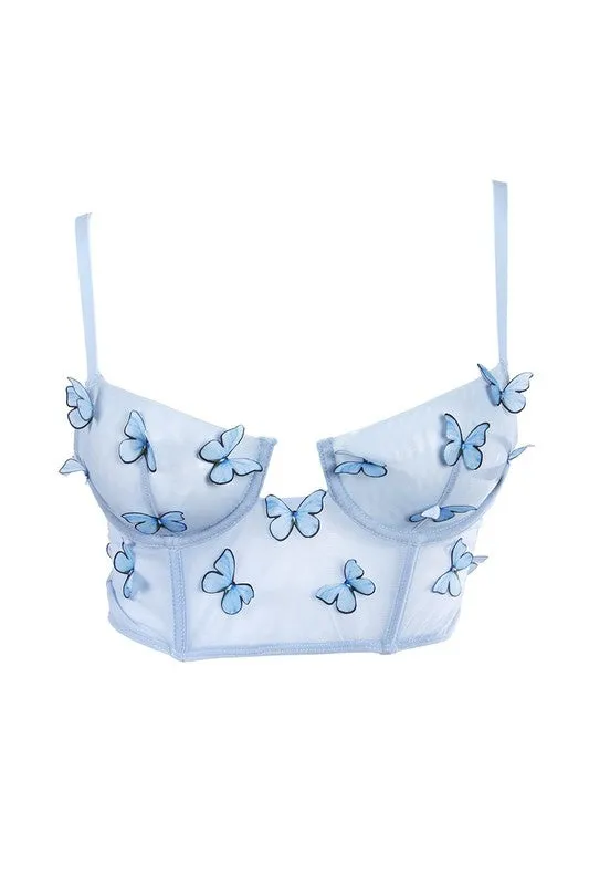 Blue Butterfly Corset Top