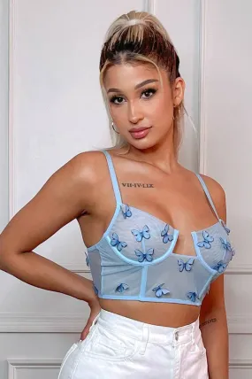 Blue Butterfly Corset Top