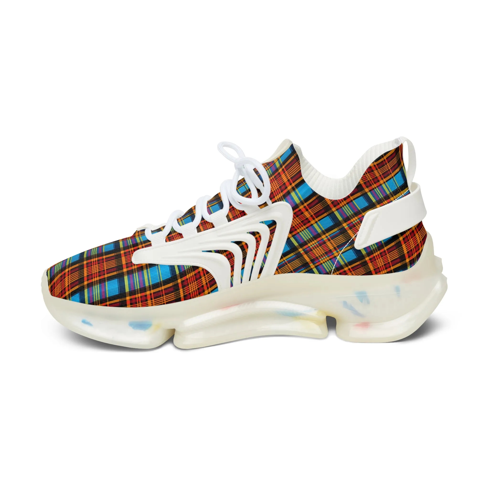 Blue-Red Checkred Women's Mesh Sneakers TRT-000011