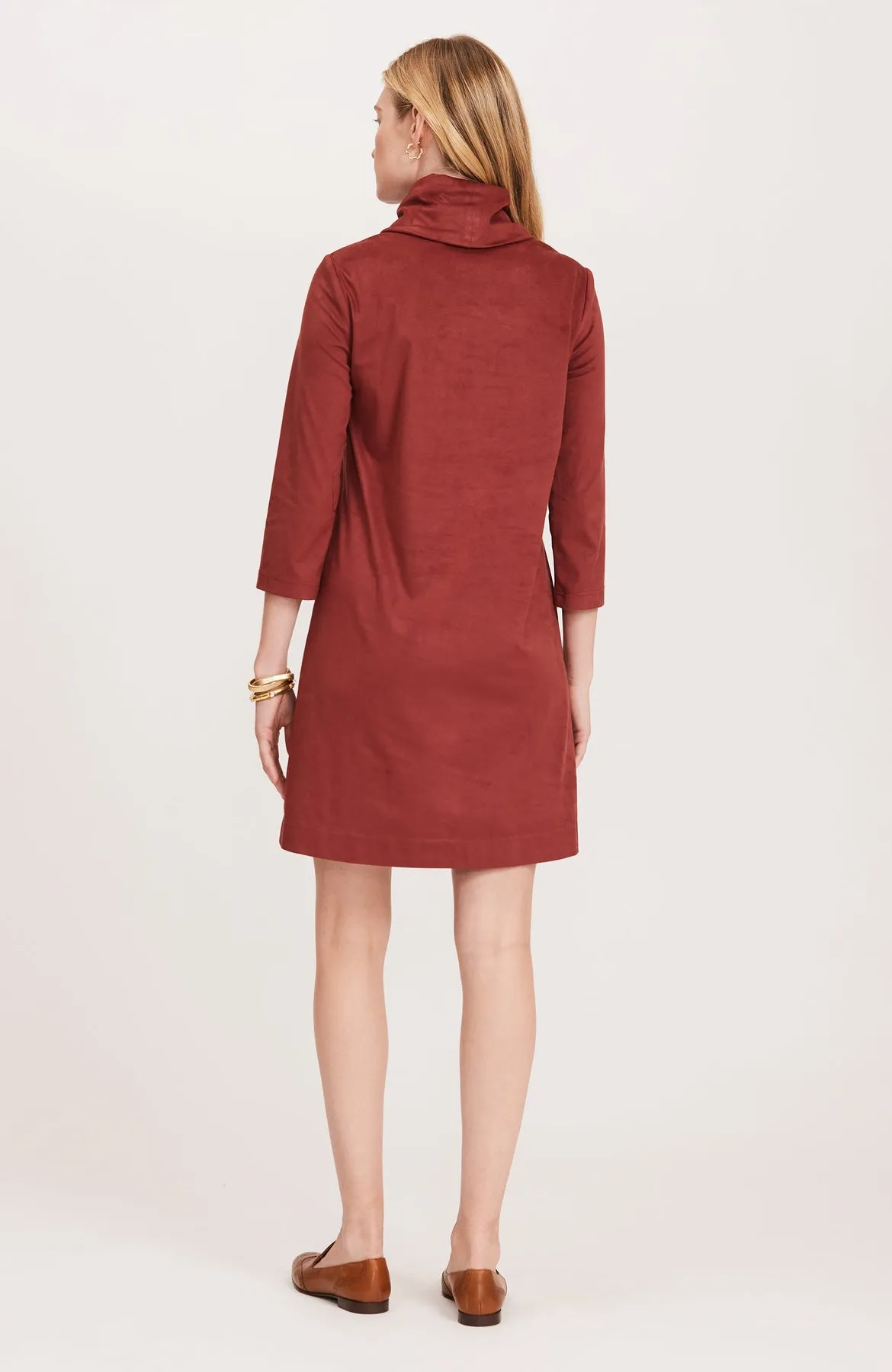 Bordeaux Faux Suede Kim Cowl Neck Dress