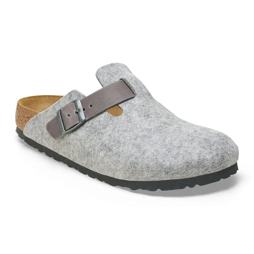 Light Gray Felt Leather Boston Shoes