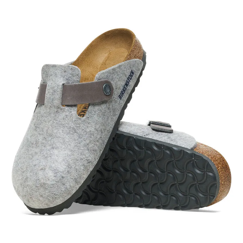 Light Gray Felt Leather Boston Shoes