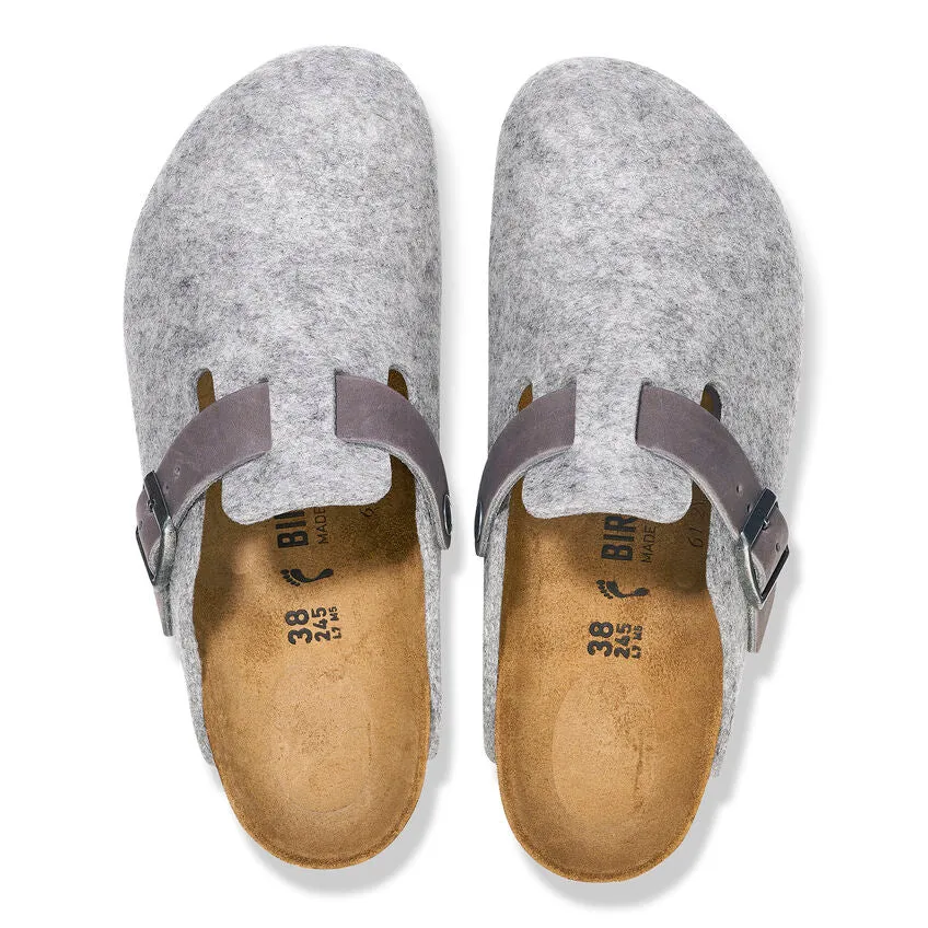 Light Gray Felt Leather Boston Shoes