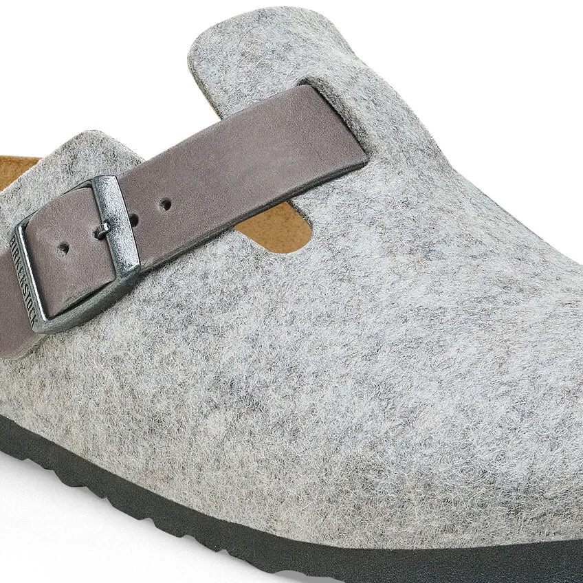 Light Gray Felt Leather Boston Shoes