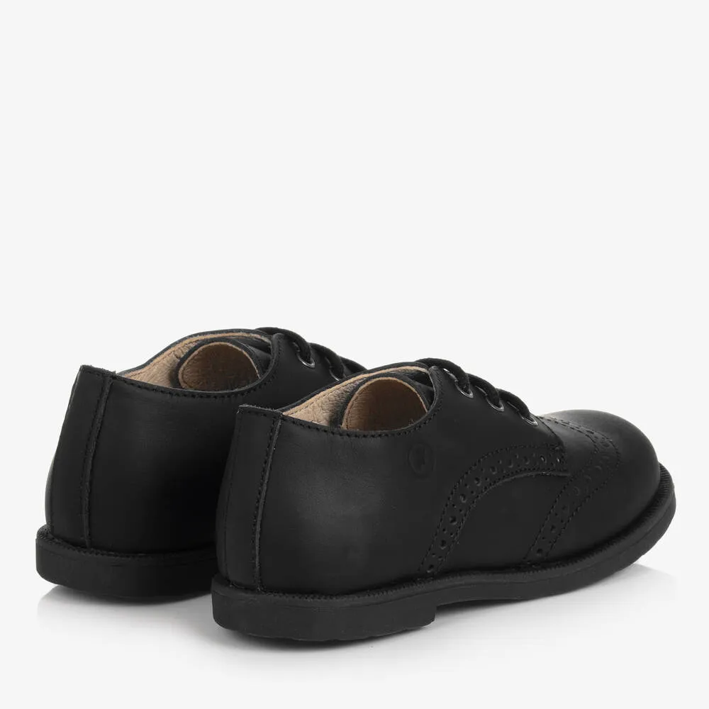 Youth Black Leather Dress Shoes