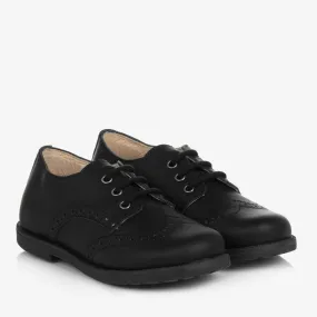 Youth Black Leather Dress Shoes