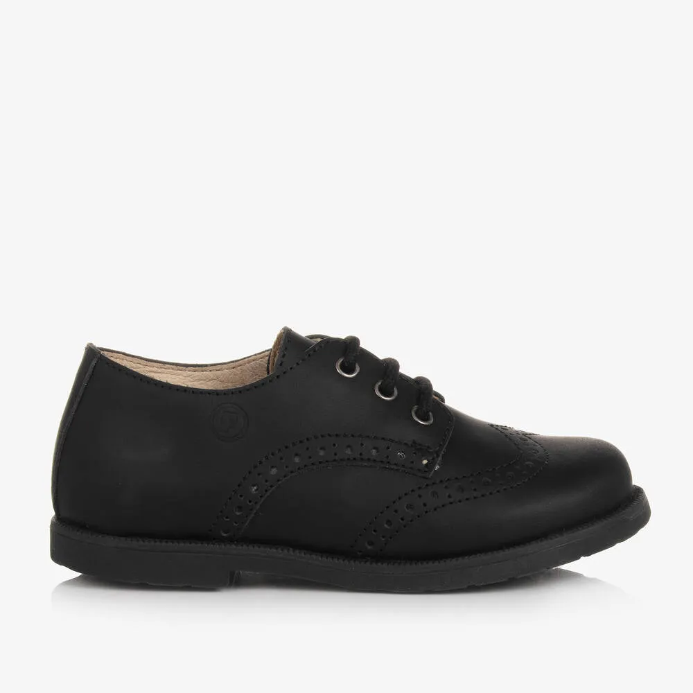 Youth Black Leather Dress Shoes