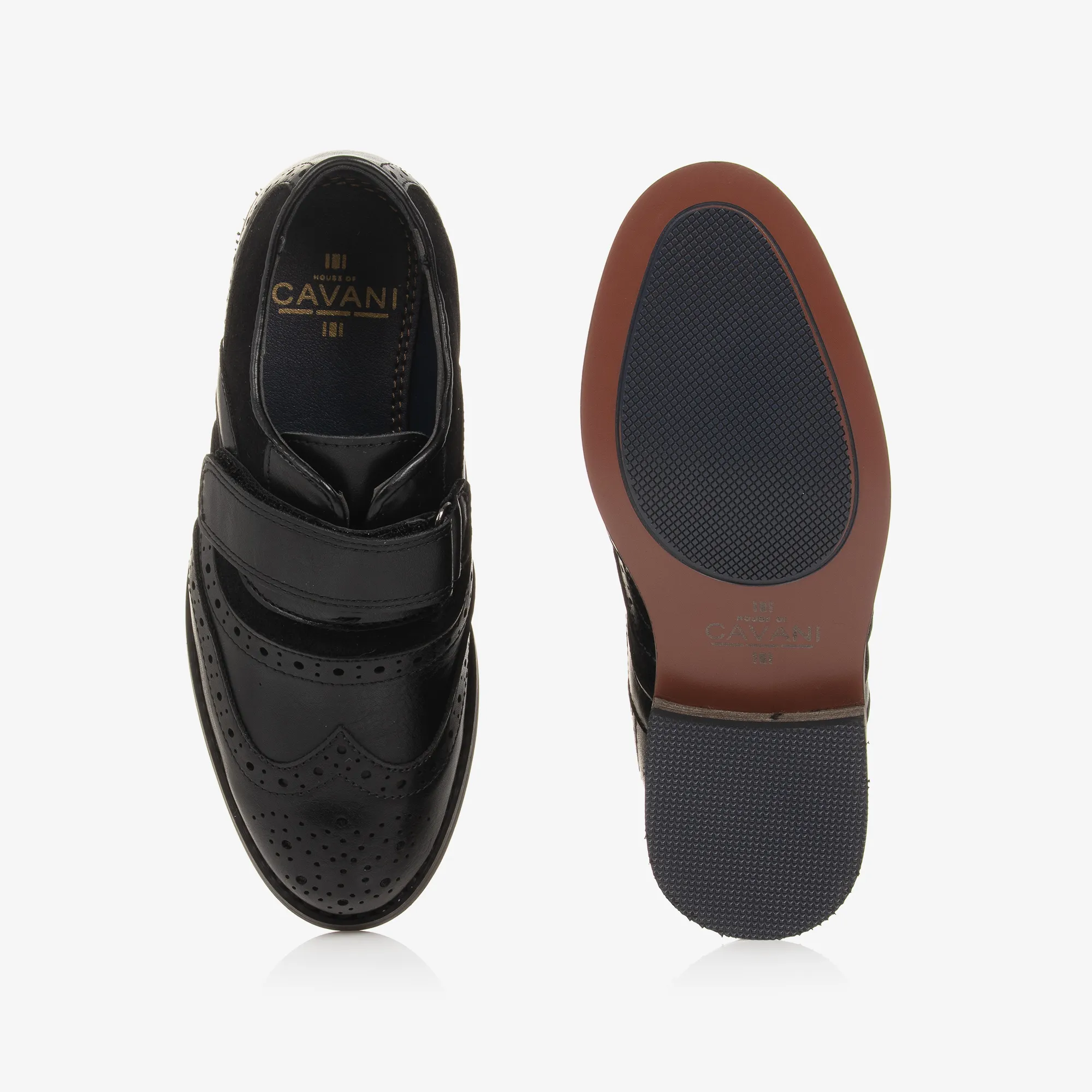 Boys Black Velcro Oxford Shoes