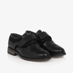 Boys Black Velcro Oxford Shoes