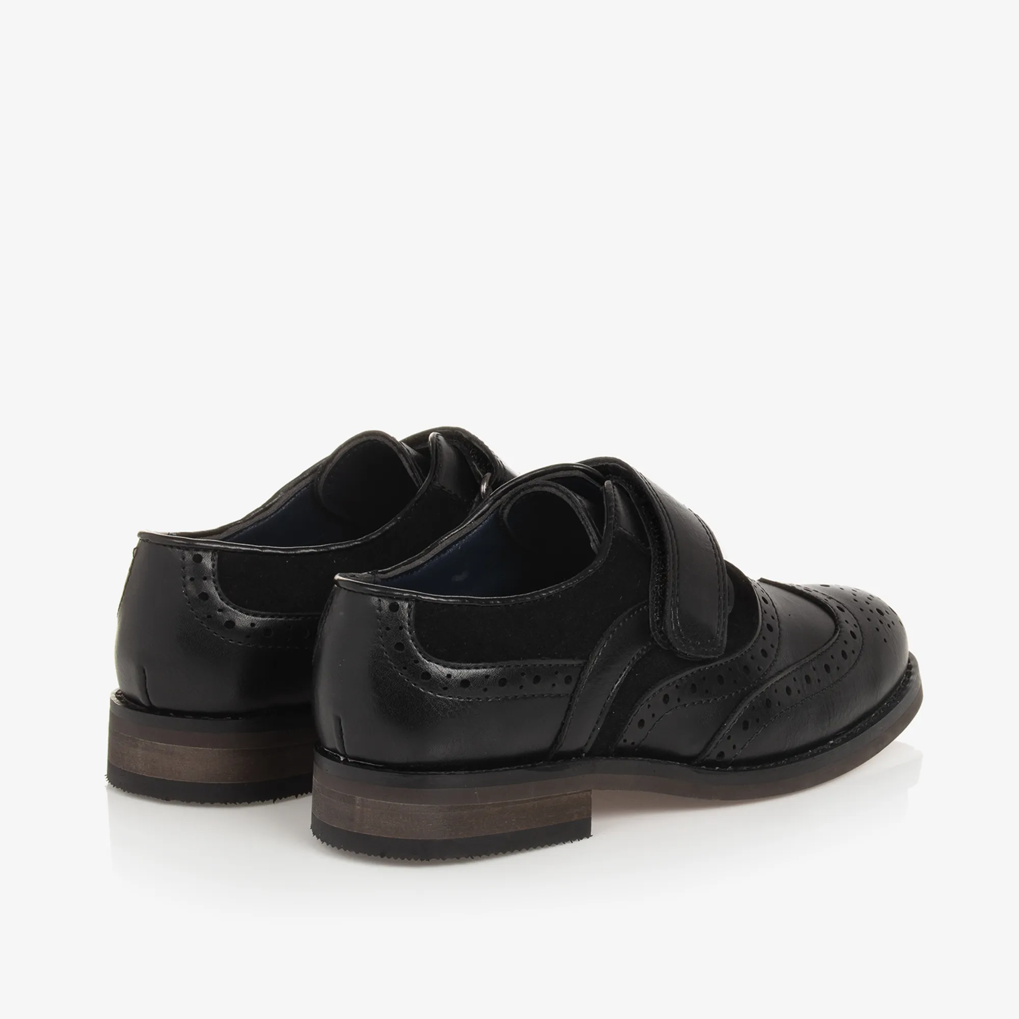 Boys Black Velcro Oxford Shoes