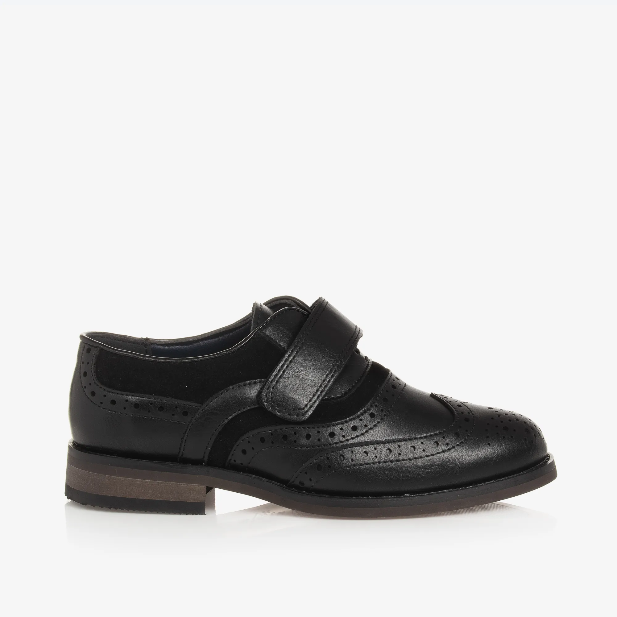 Boys Black Velcro Oxford Shoes