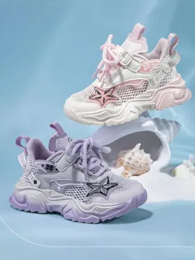 Breathable Mesh Sneakers for Girls with Star Accent by Liv and Mia