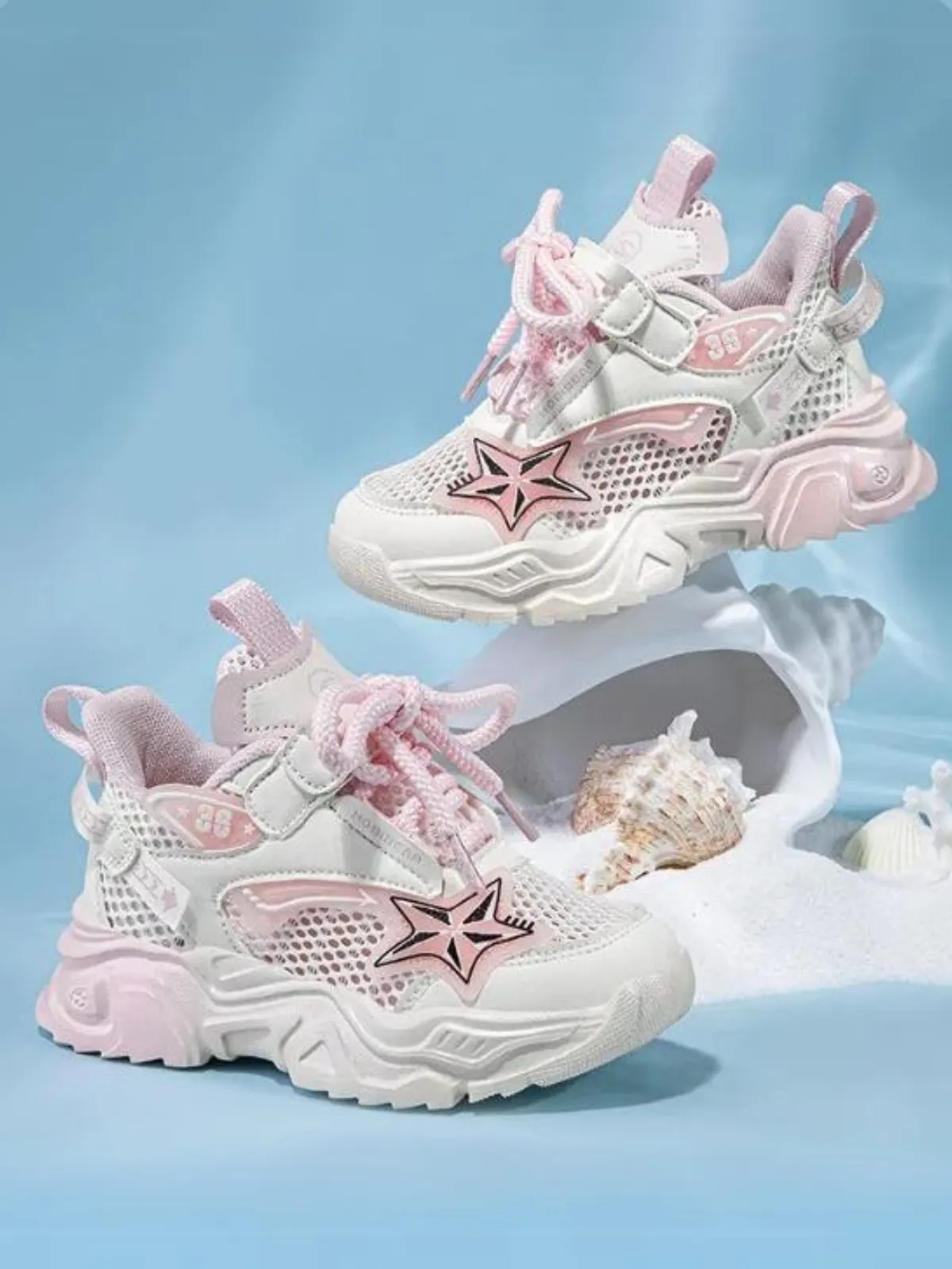 Breathable Mesh Sneakers for Girls with Star Accent by Liv and Mia