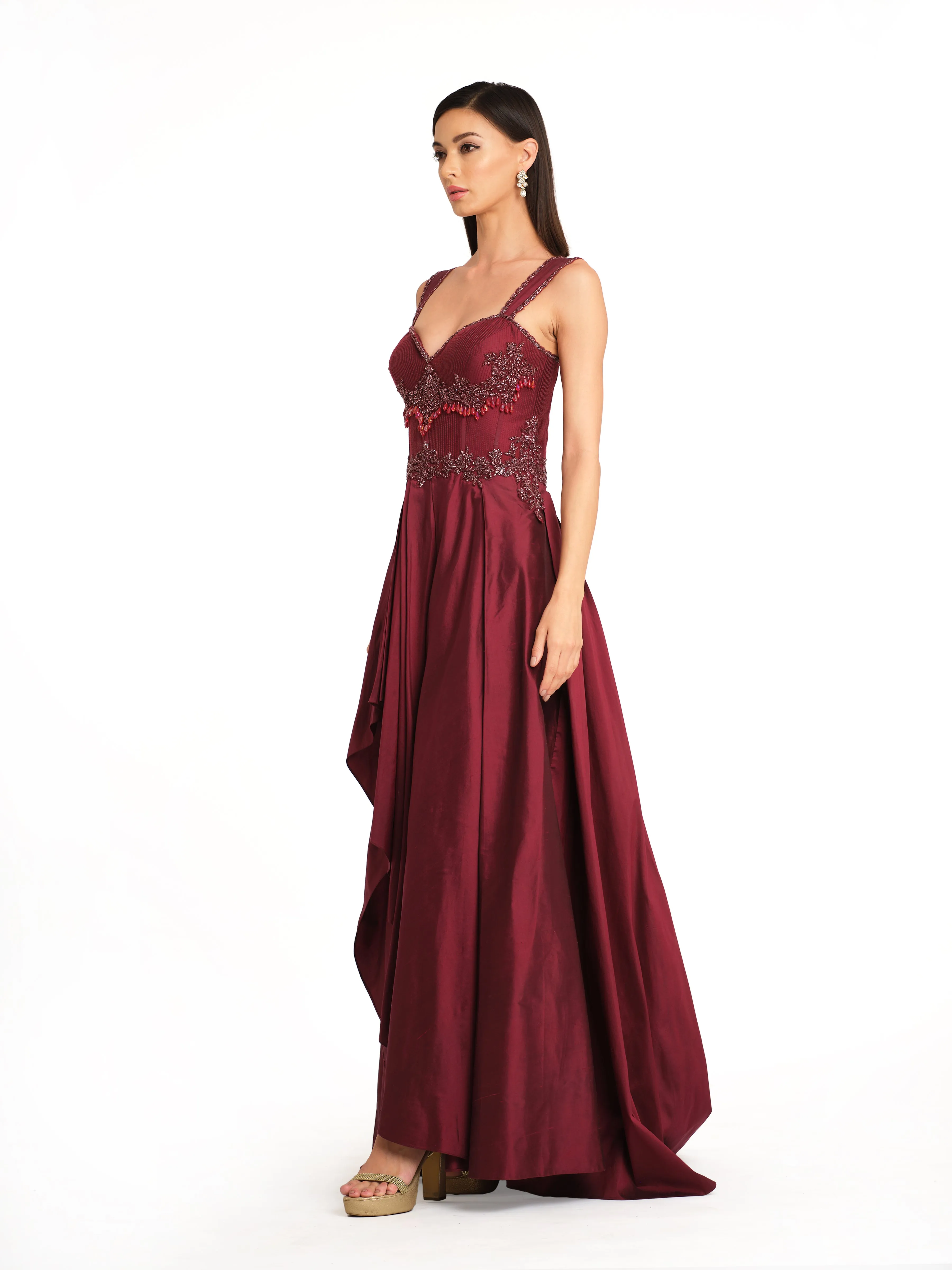 Bold Burgundy Corset Gown