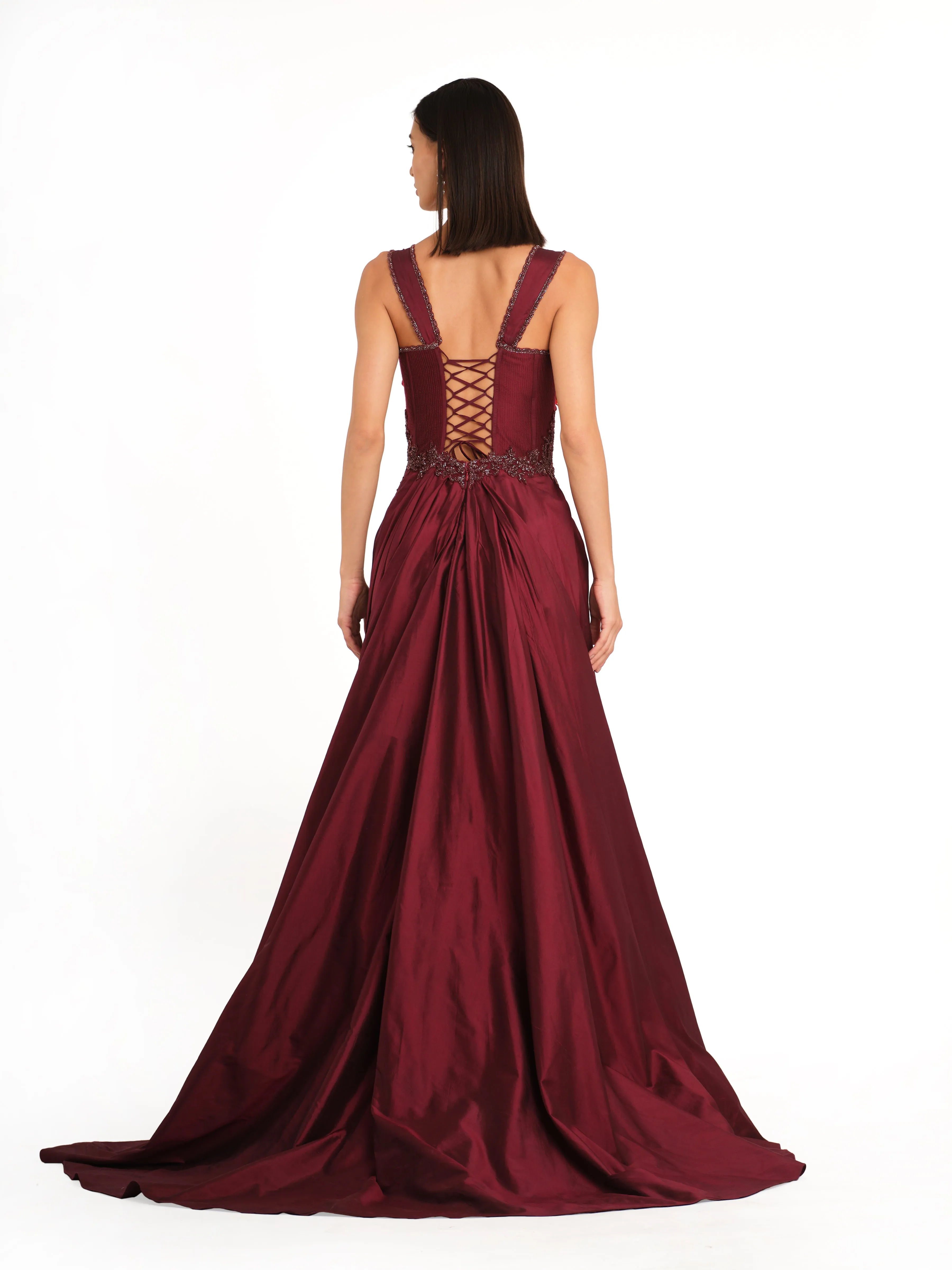 Bold Burgundy Corset Gown