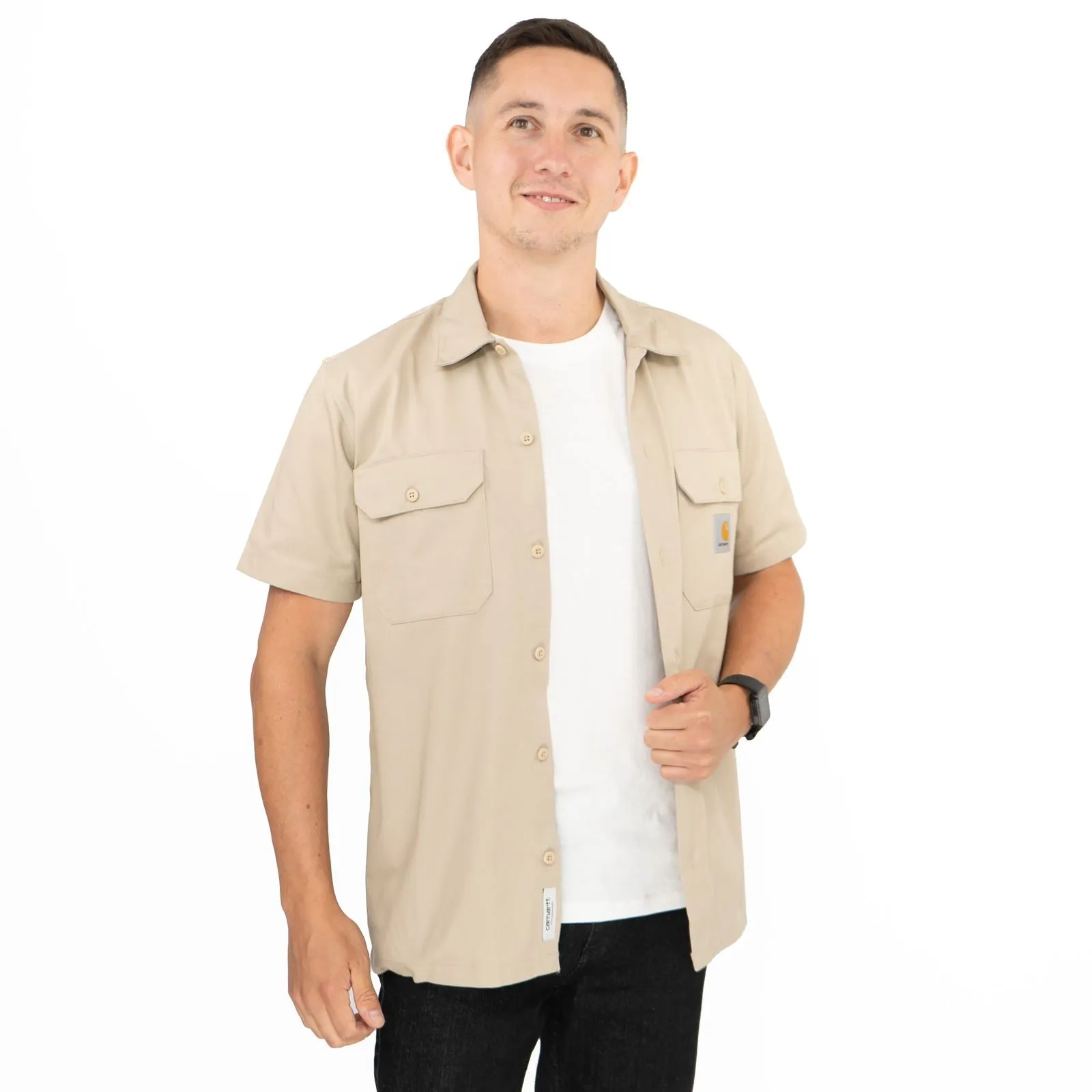 Carhartt WIP Men's Beige Master Short Sleeve Button-Up Shirt