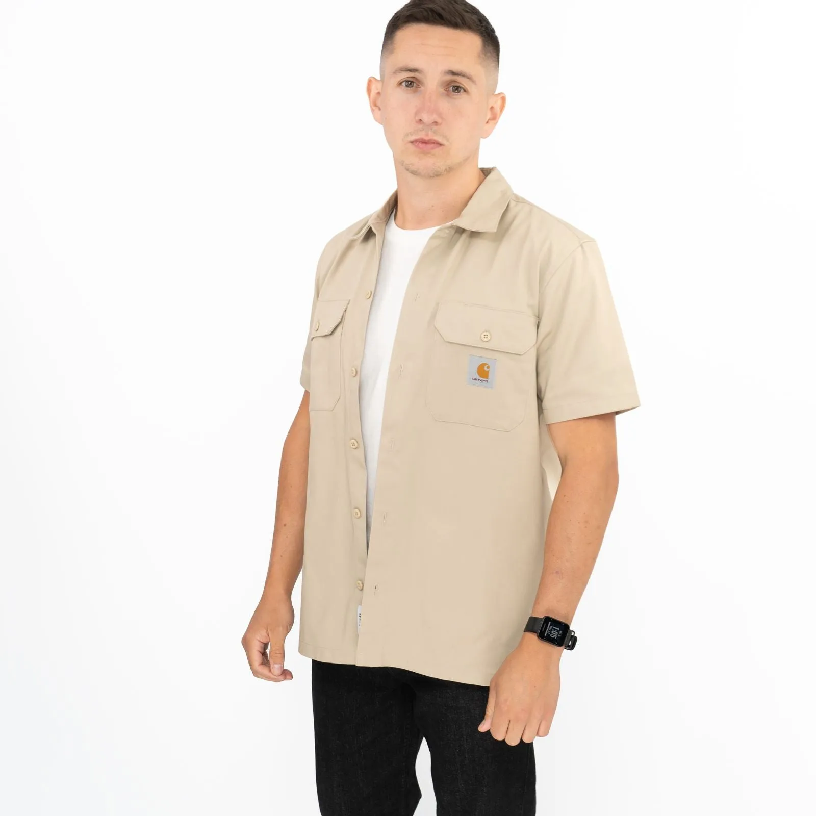 Carhartt WIP Men's Beige Master Short Sleeve Button-Up Shirt