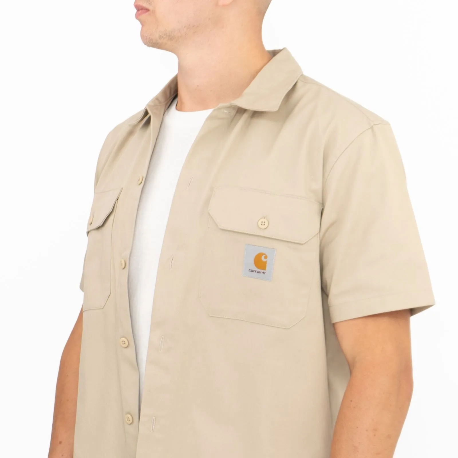 Carhartt WIP Men's Beige Master Short Sleeve Button-Up Shirt