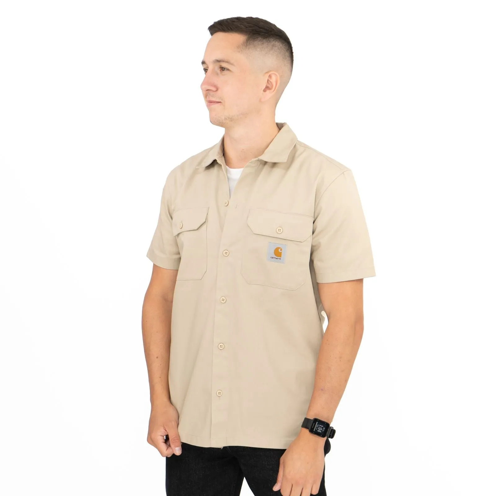 Carhartt WIP Men's Beige Master Short Sleeve Button-Up Shirt