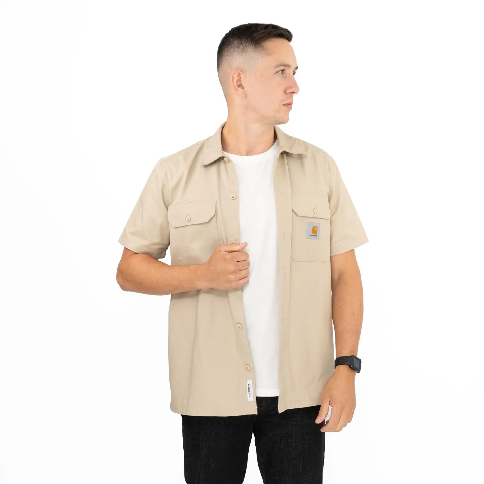 Carhartt WIP Men's Beige Master Short Sleeve Button-Up Shirt