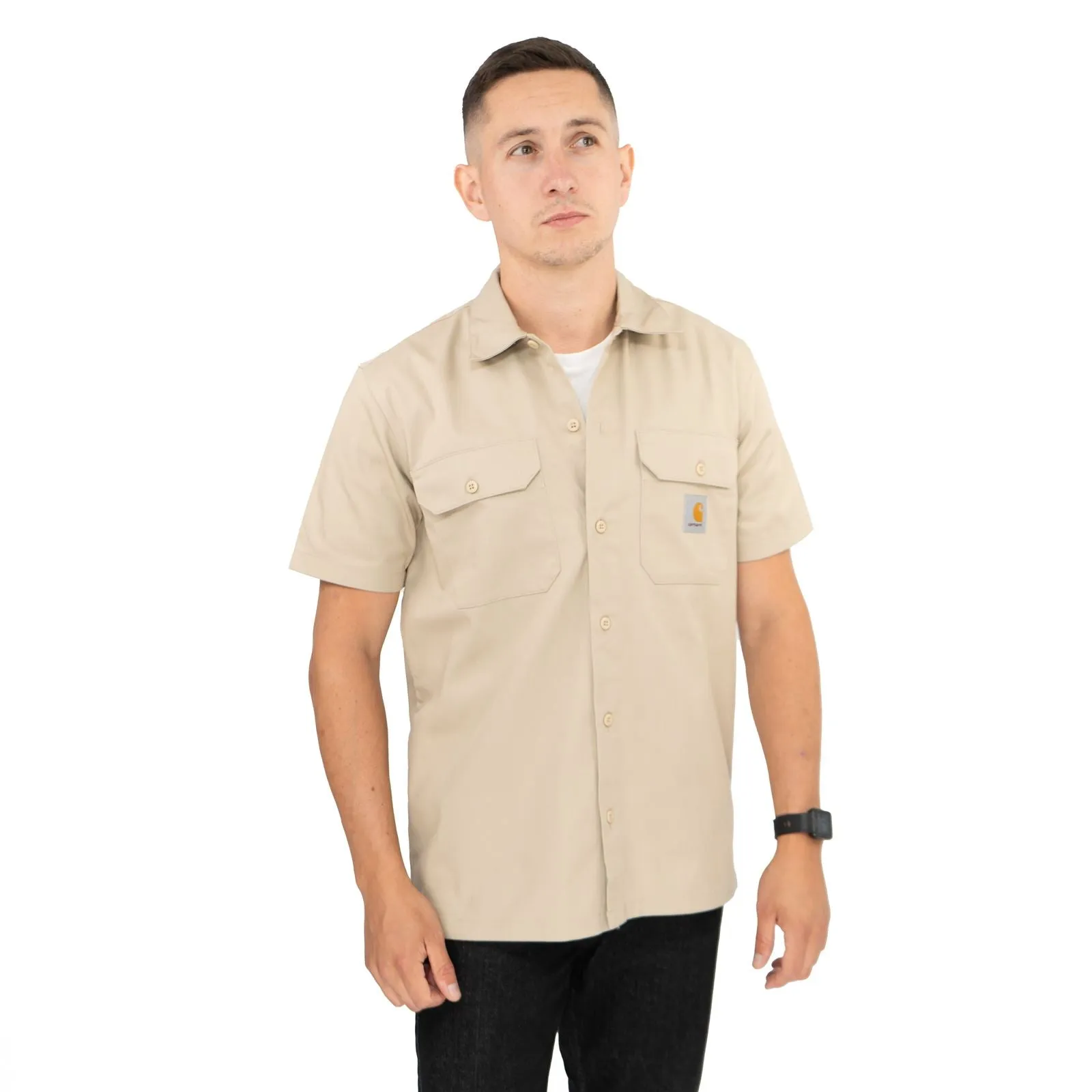 Carhartt WIP Men's Beige Master Short Sleeve Button-Up Shirt